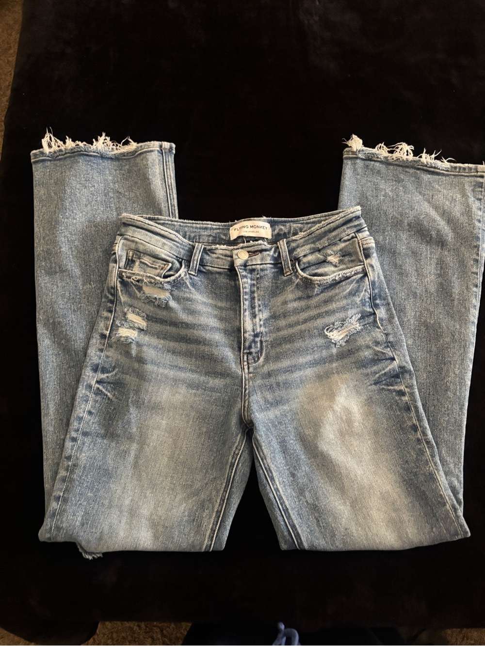 Flying Monkey Distressed High-Wasted Boot Cut Jeans